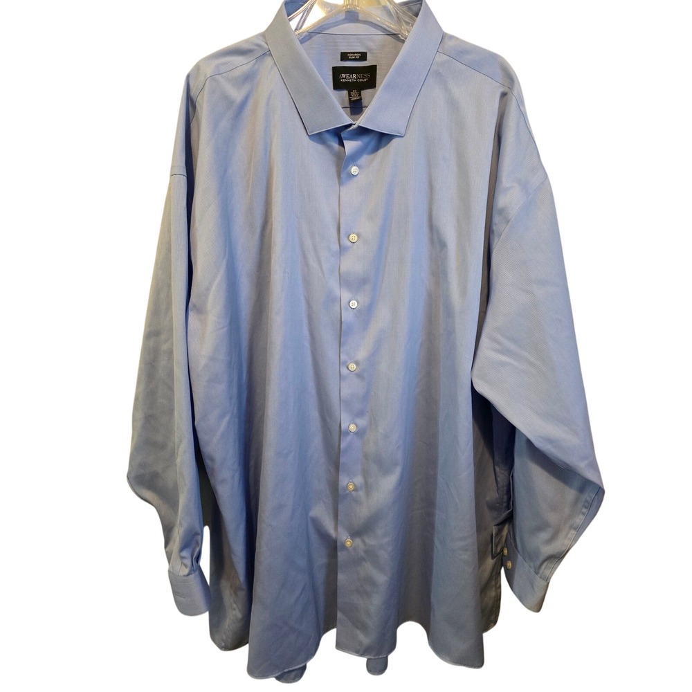 Kenneth Cole Awearness Mens 4XLT Neck 22 Non Iron Dress‎ Shirt Blue